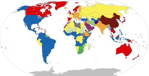 Parliamentary systems: Head of government is elected or nominated by and accountable to the legislature. Semi-constitutional monarchy: Monarch holds significant executive or legislative power but is still restricted by the constitution. Presidential system: Head of government (president) is popularly elected and independent of the legislature. Presidential republic Hybrid systems: Semi-presidential republic: Executive president is independent of the legislature; head of government is appointed by the president and is accountable to the legislature. Assembly-independent republic: Head of government (president or directory) is elected by the legislature, but is not accountable to it. Other systems: Islamic theocracy: Supreme leader holds unlimited political and religious power; state and faith are a single institution. One-party state: Power is constitutionally linked to a single political party. Provisional government: current regime is temporary or transition; no permanent constitution Military junta: Committee of military leaders controls the government; constitutional provisions are suspended. Places without governments. Note: this chart represents the de jure systems of government, not the de facto degree of democracy. vte