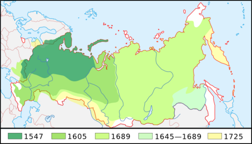Expansion and territorial evolution of Russia from the coronation of Ivan IV to the death of Peter I