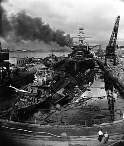 The Pennsylvania behind the wreckage of Downes and Cassin