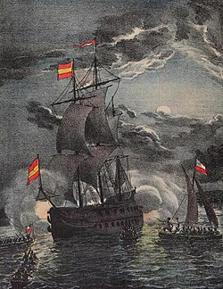 The Chilean navy led by Thomas Cochrane capturing the Spanish frigate Esmeralda on the night of 5 November 1820