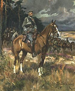 Kossak's Piłsudski on Horseback, 1928,[2] National Museum, Warsaw—one of the most popular artistic portrayals of Piłsudski