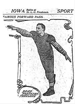 A 1906 St. Louis Post-Dispatch photograph of Brad Robinson, who threw the first legal forward pass and was the sport's first triple threat