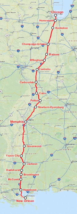 City of New Orleans route map