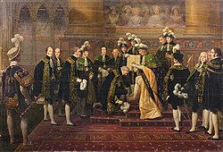 Investiture of the new members of the Order of the Holy Spirit, (1825).