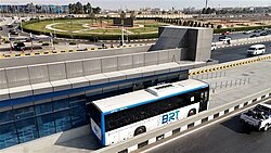 An Egyptian-made Cairo BRT bus on Cairo's Ring Road