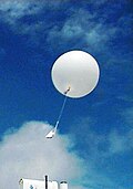A radiosonde shortly after launch