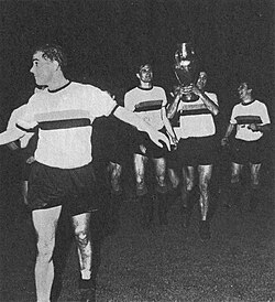 Luis Suárez, Giacinto Facchetti, Joaquín Peiró and Gianfranco Bedin with 1965 European Cup trophy