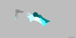 Number of Koryo-saram in Turkmenistan by region