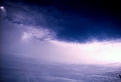 A view from a Hurricane Hunter aircraft in the eye of Hurricane Betsy on September 3.