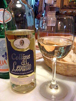 A bottle of Colline di Levanto DOC white wine