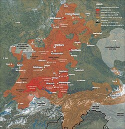 Extent of the uprisings in the Peasants' War