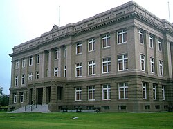 A picture of the Cameron County Courthouse (1912), the Dancy Building, in Brownsville, Texas, which served as the County Courthouse until the construction of a replacement: It was restored in 2006 and houses County Court at Law No 1, as well as some county offices.