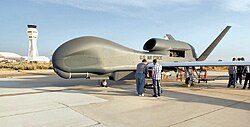 452d Flight Test Squadron Northrop Grumman Block 20 RQ-4B Global Hawk (05-2023) being serviced at Edwards AFB