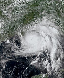 Hurricane Ida making landfall in Louisiana on August 29