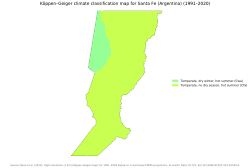 Köppen climate map of Santa Fe Province