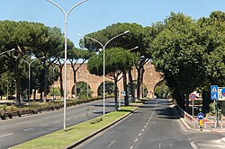 Via Cristoforo Colombo at Porta Ardeatina in Rome, classified as strada urbana di scorrimento.