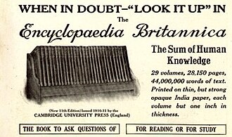 1913 advertisement for the eleventh edition
