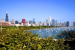 Chicago on Lake Michigan is in the western part of the lakes megalopolis and the site of the waterway linking the lakes to the Mississippi River valley
