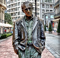 Monument to Woody Allen in Oviedo, Spain