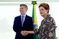 Macri and Brazilian president, Dilma Rousseff in 2015