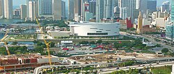Under the second proposal, the stadium would have been built in Museum Park, with the boat slip adjacent to the Kaseya Center filled in.