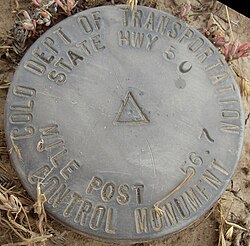 CDOT Control Monument on U.S. Highway 50 near Grand Junction