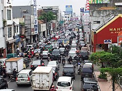 Traffic congestion in Bandung in Indonesia