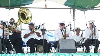 The Spirit of New Orleans Brass Band performs at the French Quarter Festival, New Orleans, Louisiana, 11 April 2008.