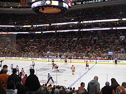 Xfinity Mobile Arena in South Philadelphia, home of the two-time Stanley Cup champion Philadelphia Flyers of the National Hockey League (NHL) and three-time champion Philadelphia 76ers of the National Basketball Association (NBA)