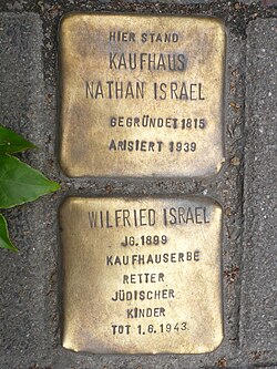 Stolpersteine at the site of the family firm, Mitte, Berlin