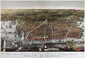 Currier and Ives print of Brooklyn, 1886