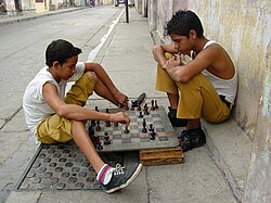Boys playing chess