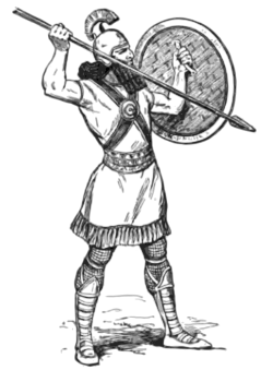 A 20th-century illustration of a Neo-Assyrian spearman