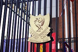 A version of Liverpool's badge as depicted on the Shankly Gates