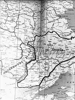 Proposal to cede East Thrace to Greece during World War I. This photocopy came from a larger colour map.