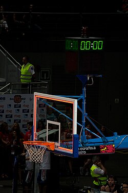 End of a game as the game clock shows no time left