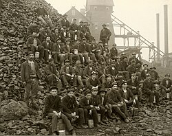Miners at the Tamarack Mine in Copper Country, Michigan, U.S., in 1905