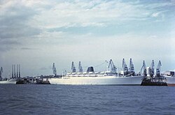 The Portuguese liner Príncipe Perfeito moored at Lourenço Marques, Portuguese Mozambique on December 25, 1967.