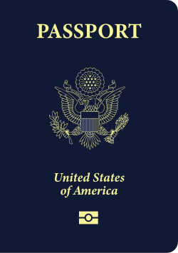 United States nationality gives the right to acquire a United States passport.[1] The one shown above is a post-2007 issued passport. A passport is commonly used as an identity document and as proof of citizenship.