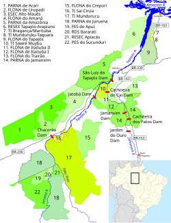 Sketch map showing locations of dams
