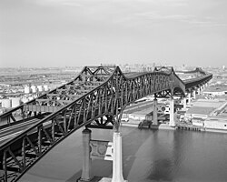 The Pulaski Skyway crosses the Passaic River and the Hackensack River