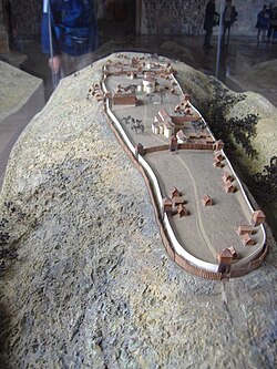 A model representing Prague Castle and its surroundings in the 10th century