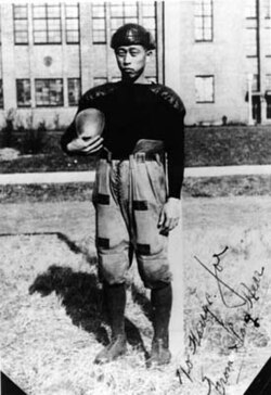 Korean American football player in Chicago, 1918