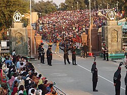 Indian and Pakistan border officers at the India-Pakistan border