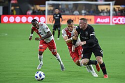Rooney on the ball for D.C. United in August 2018