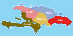 The five caciquedoms of Hispaniola (c. 1492)