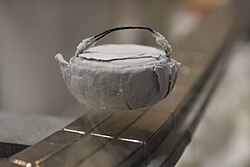 A high-temperature superconductor levitating above a magnet. A persistent electric current flows on the surface of the superconductor, acting to exclude the magnetic field of the magnet (Meissner effect). This current effectively forms an electromagnet that repels the magnet.