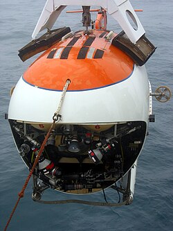 Russian MIR submersible, one of the two vehicles that were used in the first ever manned descent to the seabed under the North Pole
