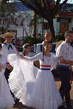 Paraguayan immigrants at the opening parade of the Immigrant's Festival.