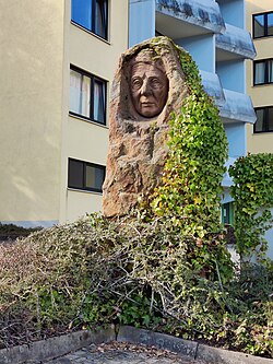 Lise Meitner memorial in front of the Lise Meitner dormitory in Kaiserslautern
